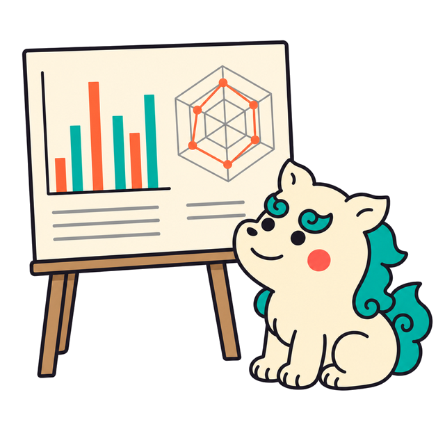シーサーがチャートのボードを指して発表しているイラスト